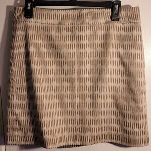 Ann Taylor Loft Women’s Skirt Sz 6 A-Line Safari Cream Tan Graphic Cotton Career